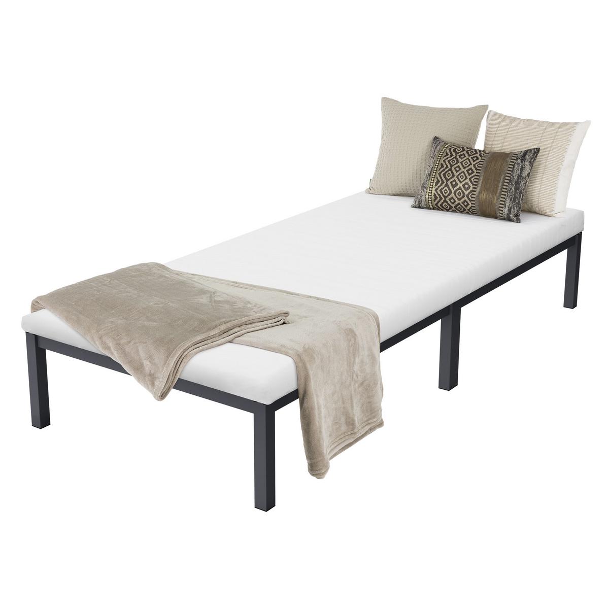 METALLBETT 90x200 cm mit Lattenrost Anthrazit auf Stahlrahmen - Anthrazit, Metall (90/200cm) - ML-DESIGN