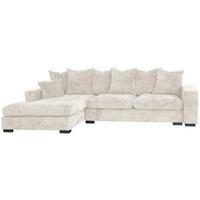 ECKSOFA Dahlia mit Schlaffunktion und Bettkasten in L-Form Links - Creme Chenille 285/92/155 cm - Creme/Schwarz, Kunststoff/Textil (285/155cm) - WFL GROUP