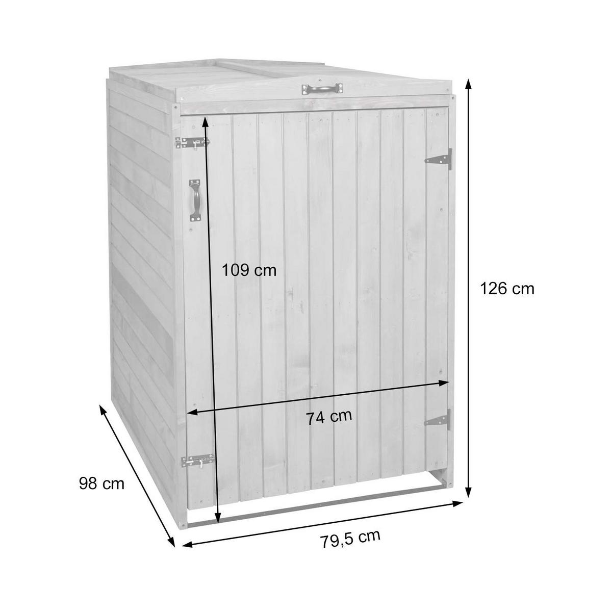 1ER-/2ER-MÜLLTONNENVERKLEIDUNG Grau, Weiß - Weiß/Grau, Holz (79/126/98cm) - MCW
