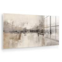ACRYLGLASBILD Moderne Kunst - Abstrakt - Beige 120x60 cm - Beige, Glas (120/60cm) - MuchoWow
