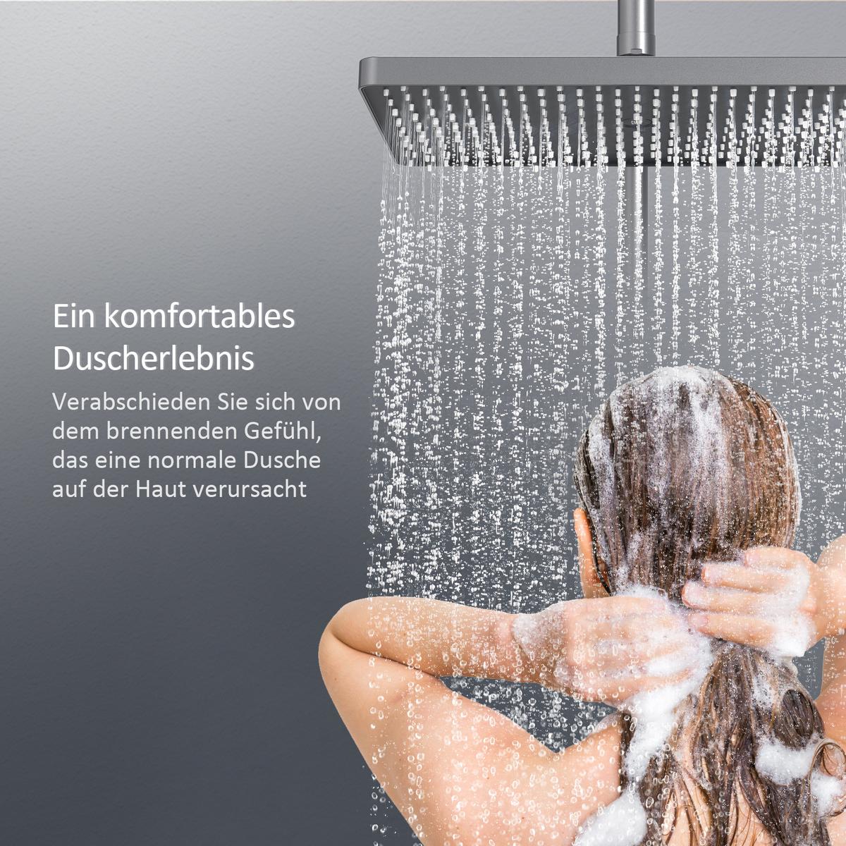 ÜBERKOPFBRAUSESET mit Thermostat höhenverstellbar Anthrazit 112,7/46 cm - Anthrazit, Metall (36/118/46cm) - EMKE
