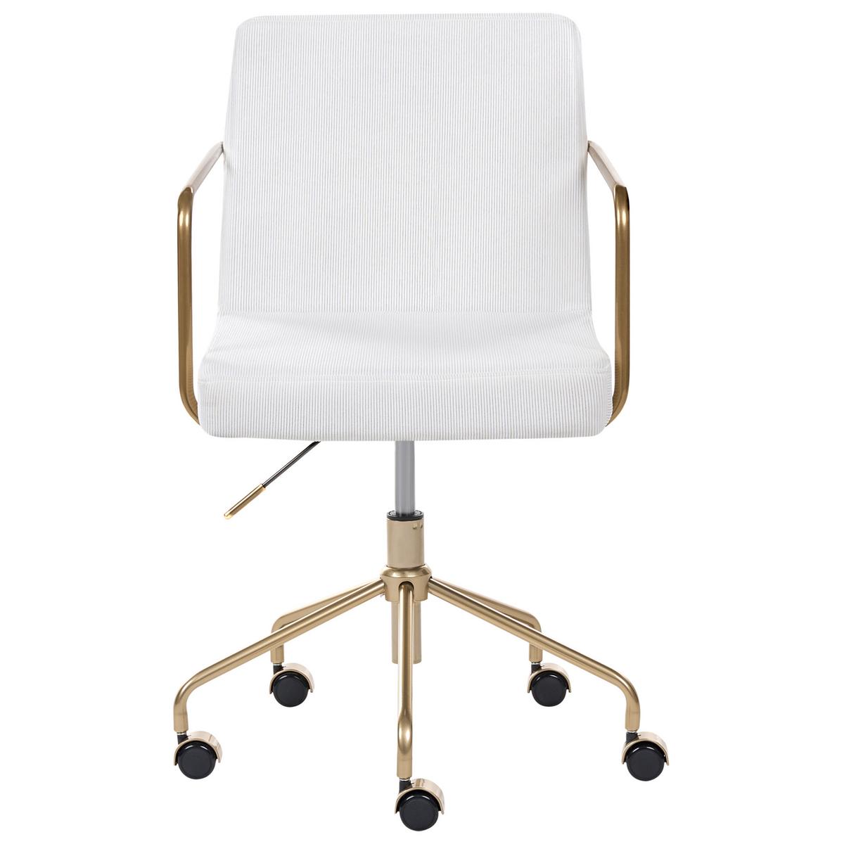 BÜROSTUHL Cord Cremeweiß Trinity - Weiß, Textil (60/87/60cm) - Beliani