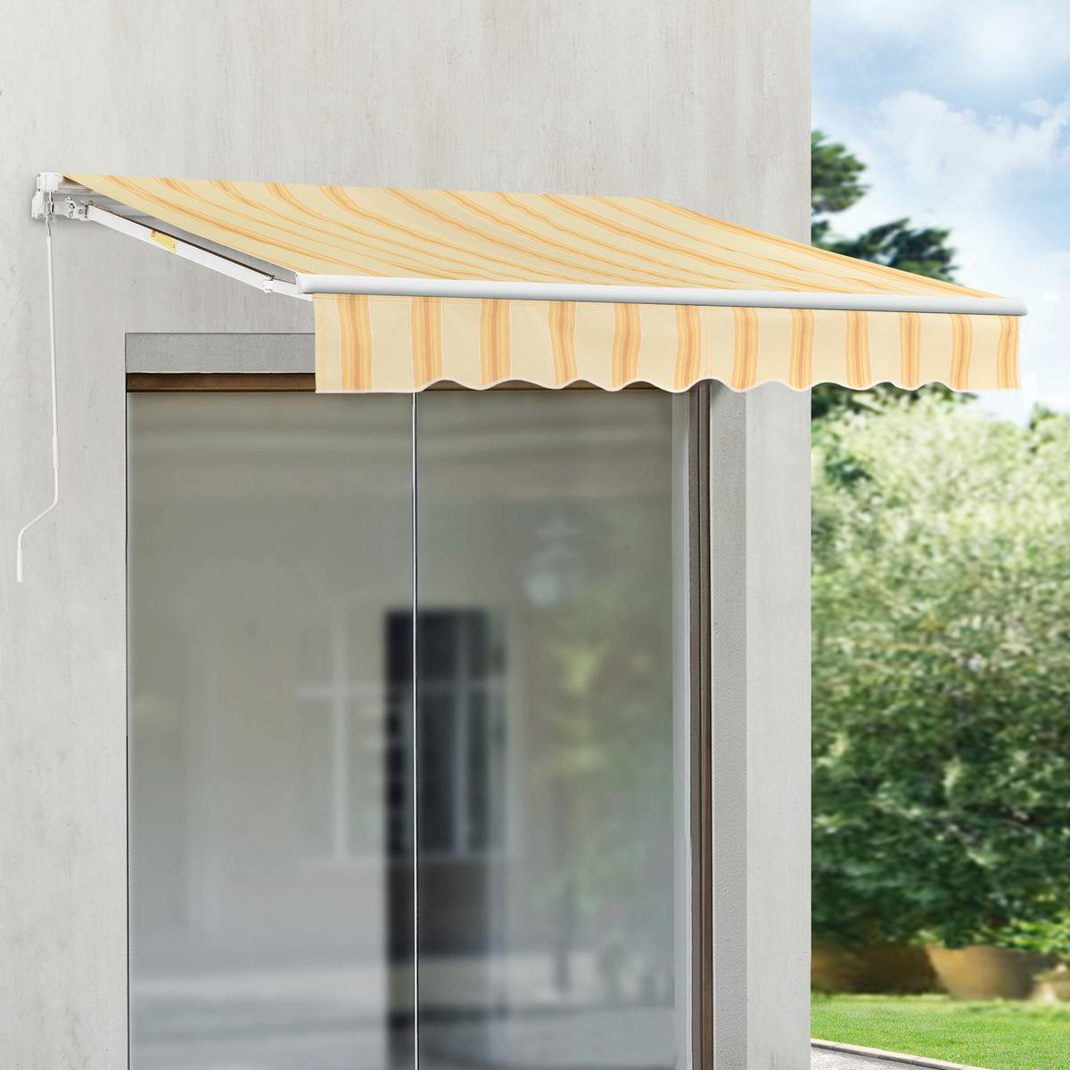 GELENKARMMARKISE Bitonto - Gelb/Weiß, Textil/Metall (350/0.1/250cm) - [en.casa]