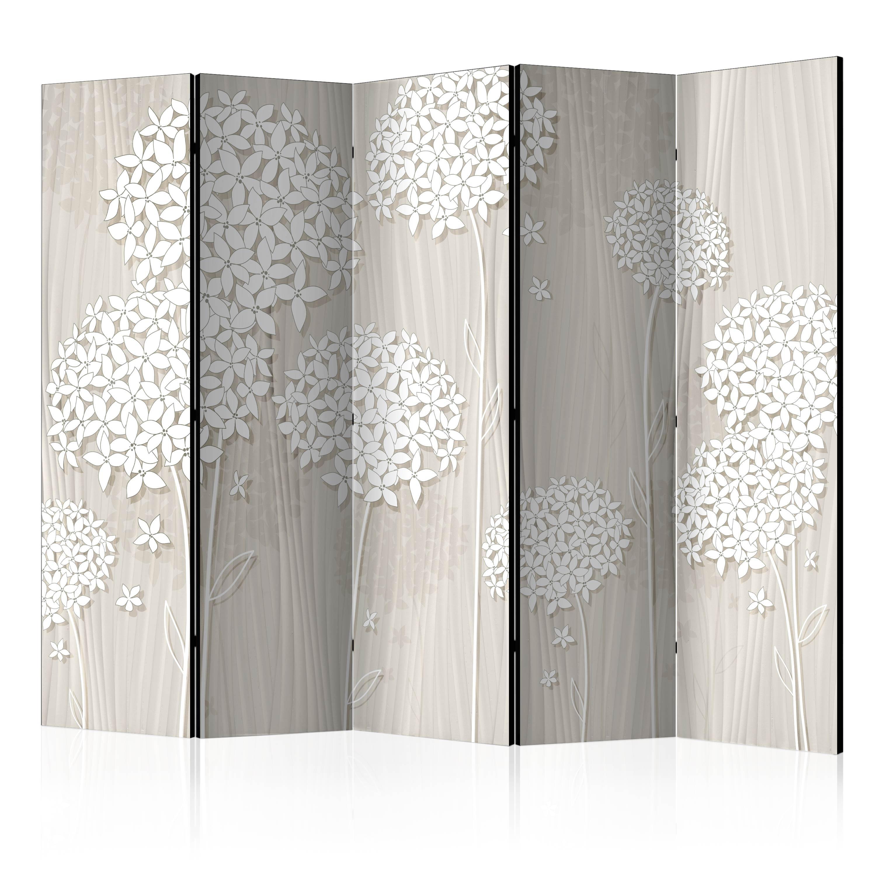 PARAVENT 5-tlg 225x172 cm Blumen Boho - Beige, Holz/Textil (225/172/3cm) - Muralo