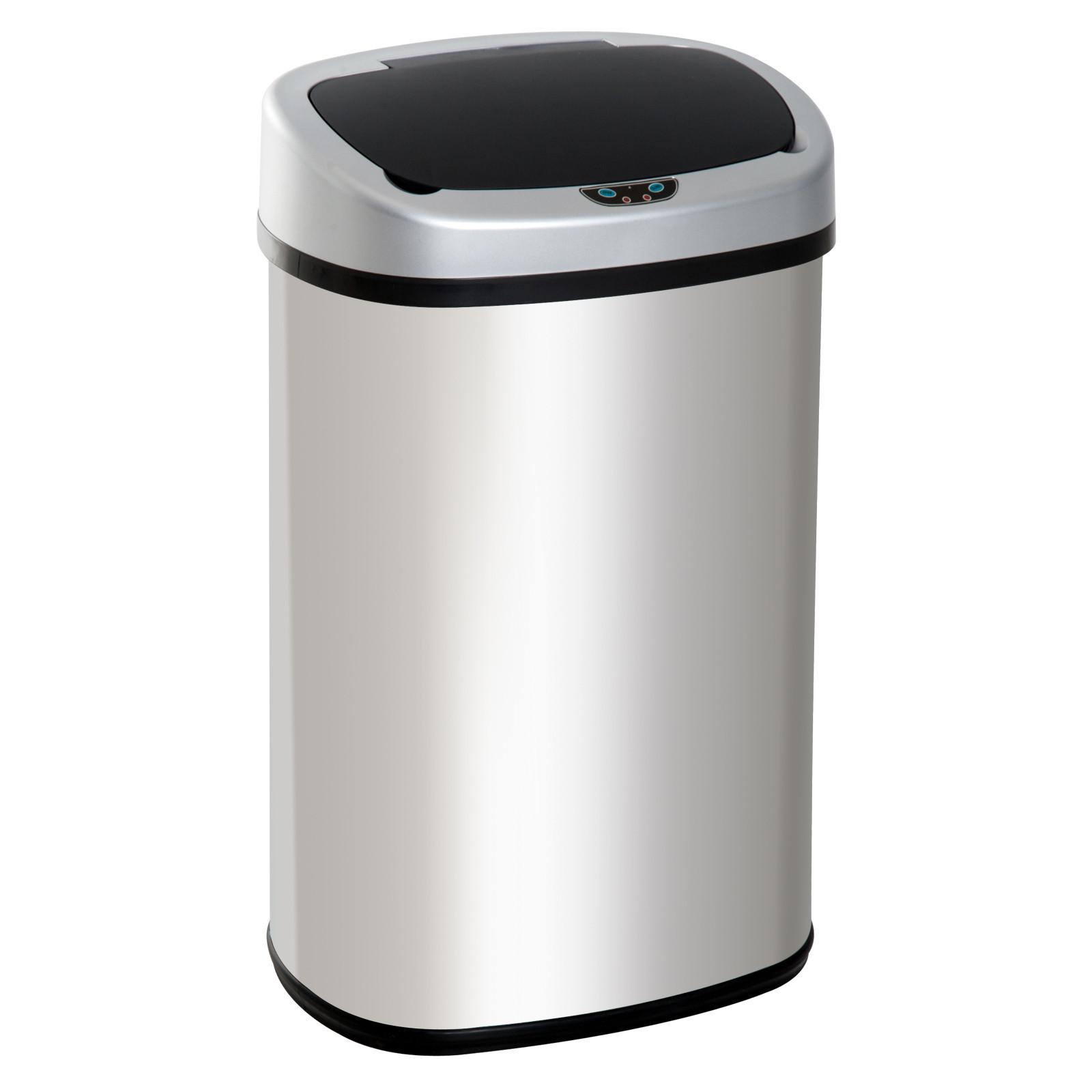 AUTOMATIK Mülleimer Abfalleimer mit Infrarotsensor Küche Silber 58L / 48L - Silberfarben, Metall (29.5/57/40.5cm) - HOMCOM