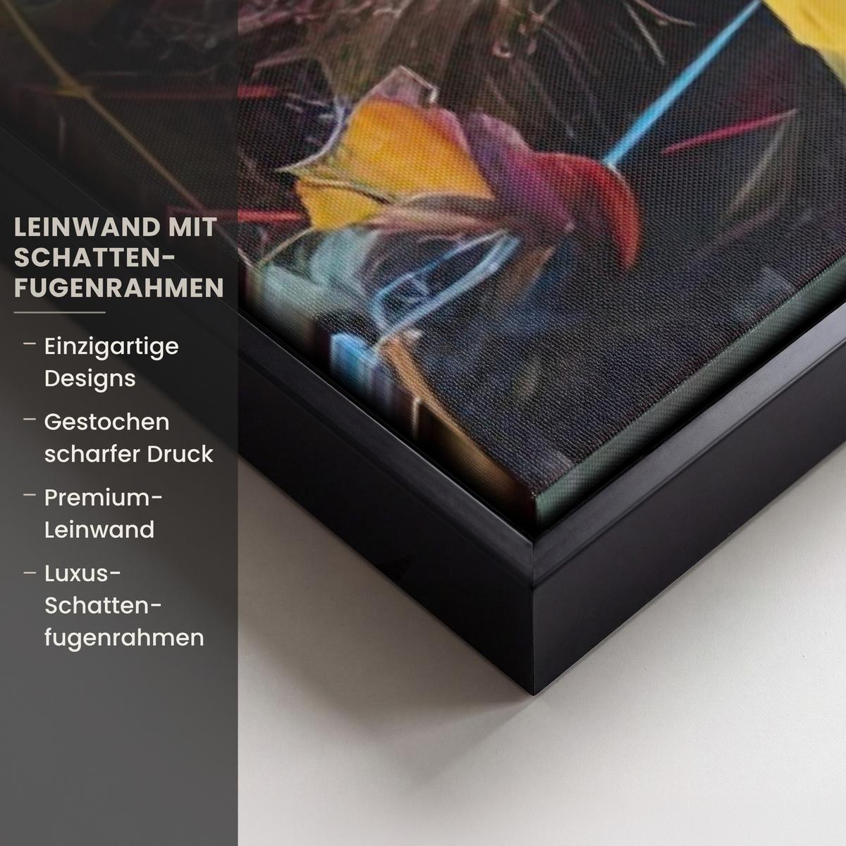 LEINWAND Bilder mit Rahmen - Blumen - Kunst - Natur - Ölgemälde - 60x90 - Multicolor, Textil (60/90cm) - MuchoWow