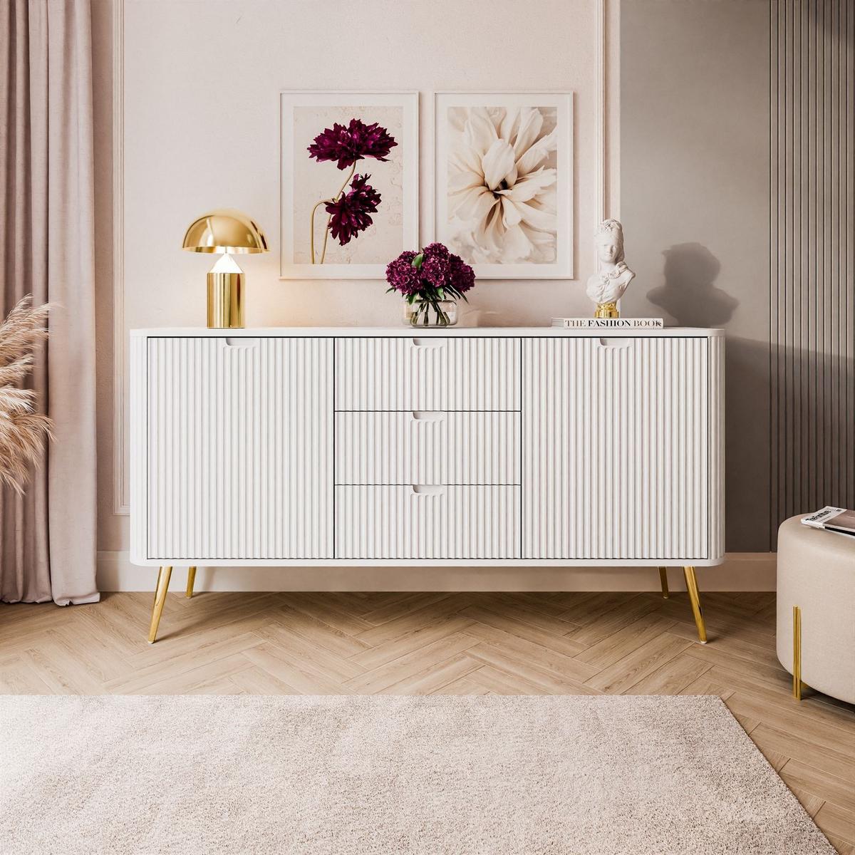 KOMMODE ZAIRA KSZ168 mit Schubladen Weiß - Weiß, Holzwerkstoff (168/87/39cm) - Lookway