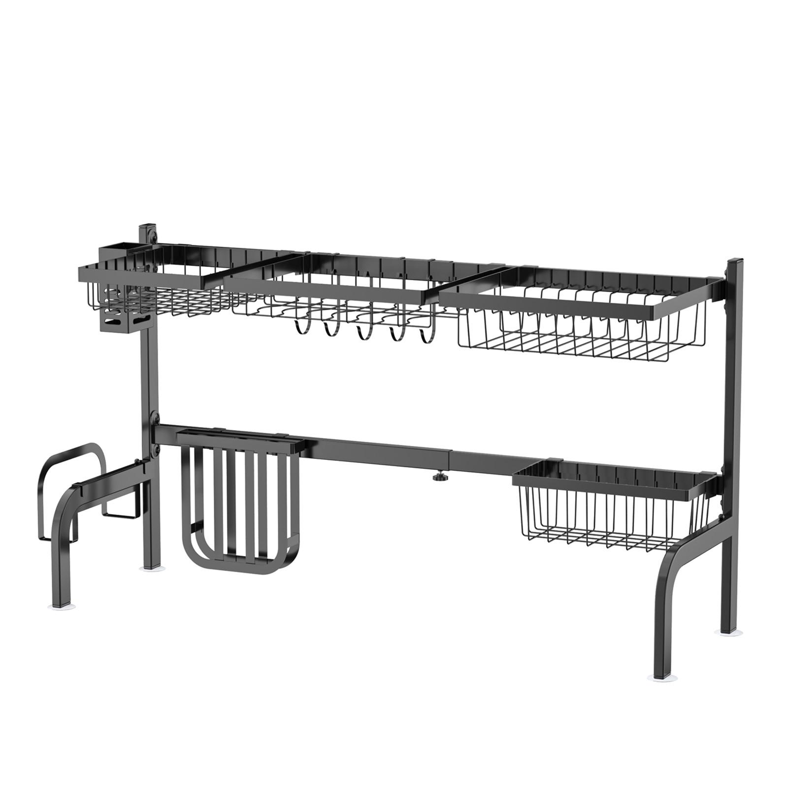 ABTROPFGESTELL 2-stöckig Schwarz - Schwarz, Metall (99/53/30cm) - COSTWAY