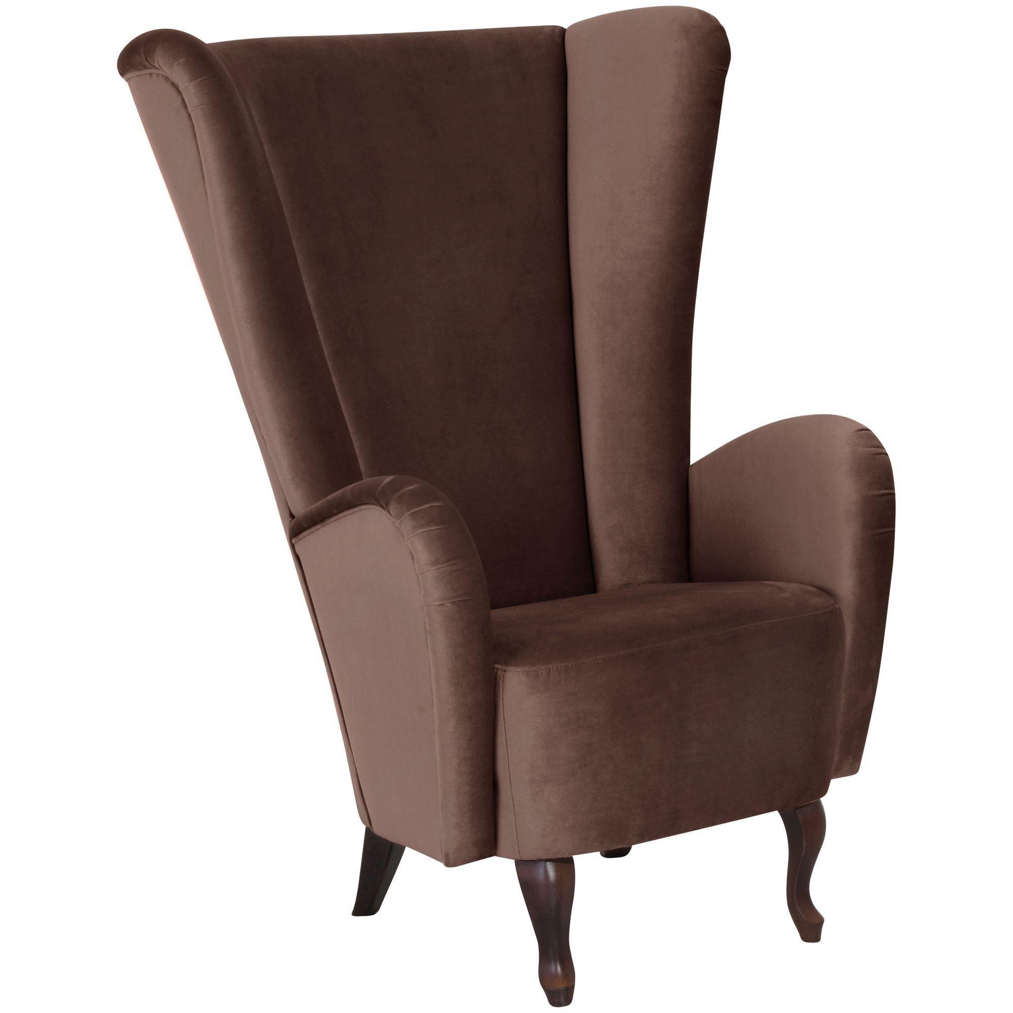 HOCHLEHNSESSEL Kailey Bezug Samtvelours Buche nussbaum dunkel / braun - Braun, Kunststoff (96/122/89cm) - 58aufmkessel
