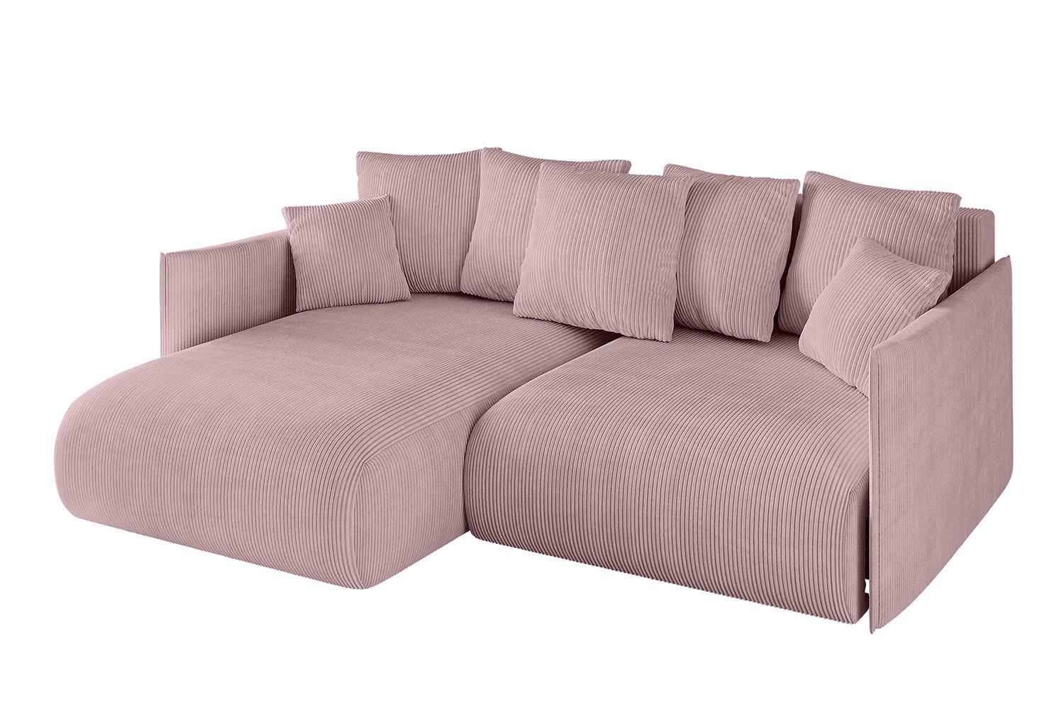 ECKSOFA Ottomane links ONESK-L 216x177x72 Rosa Cord - Rosa, Holzwerkstoff/Kunststoff (216/177cm) - ALTDECOR