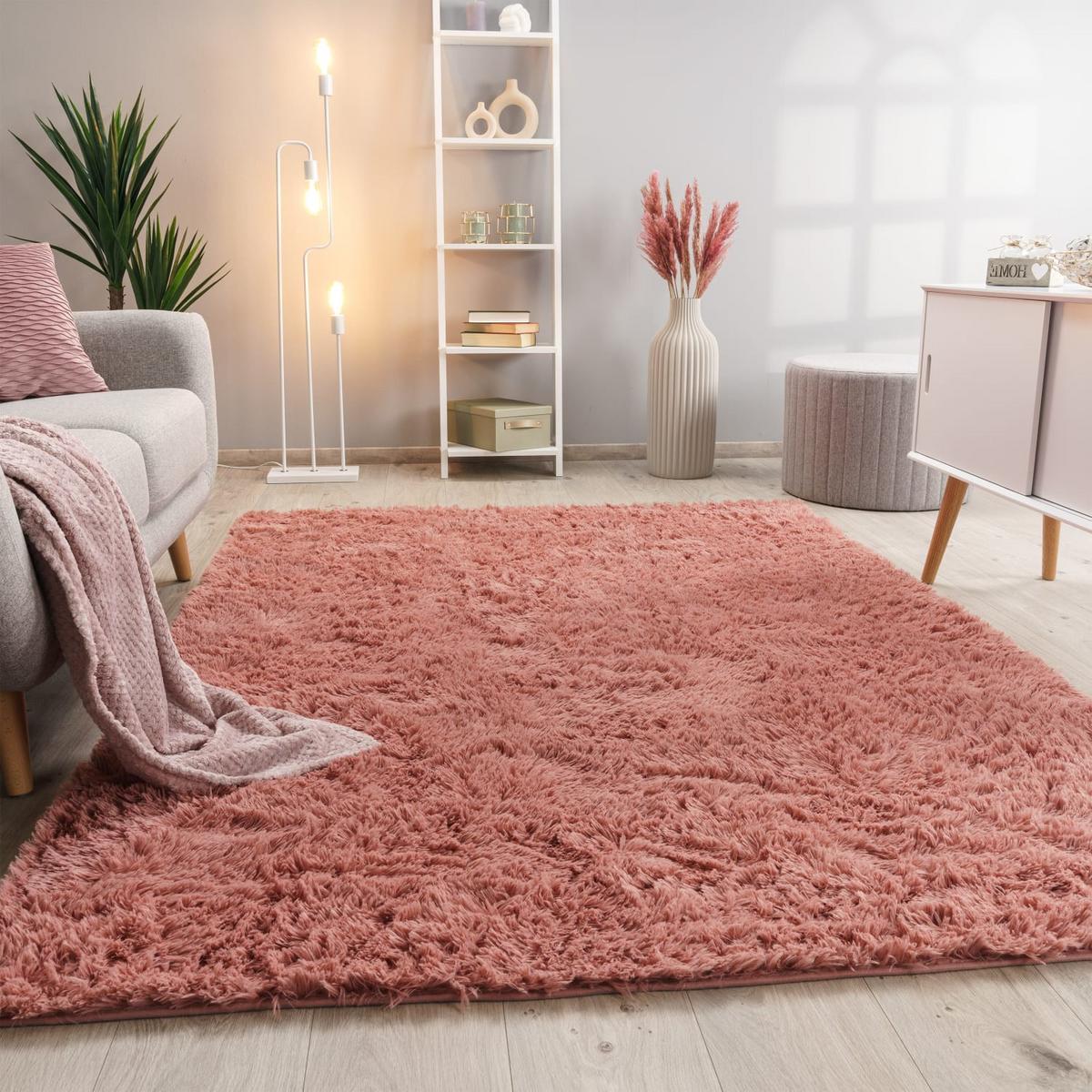 HOCHFLORTEPPICH, einfarbig, aus Polyester, Fuchsia, 140 x 200 cm - Rosa, Textil (200/140cm) - KADIMA DESIGN