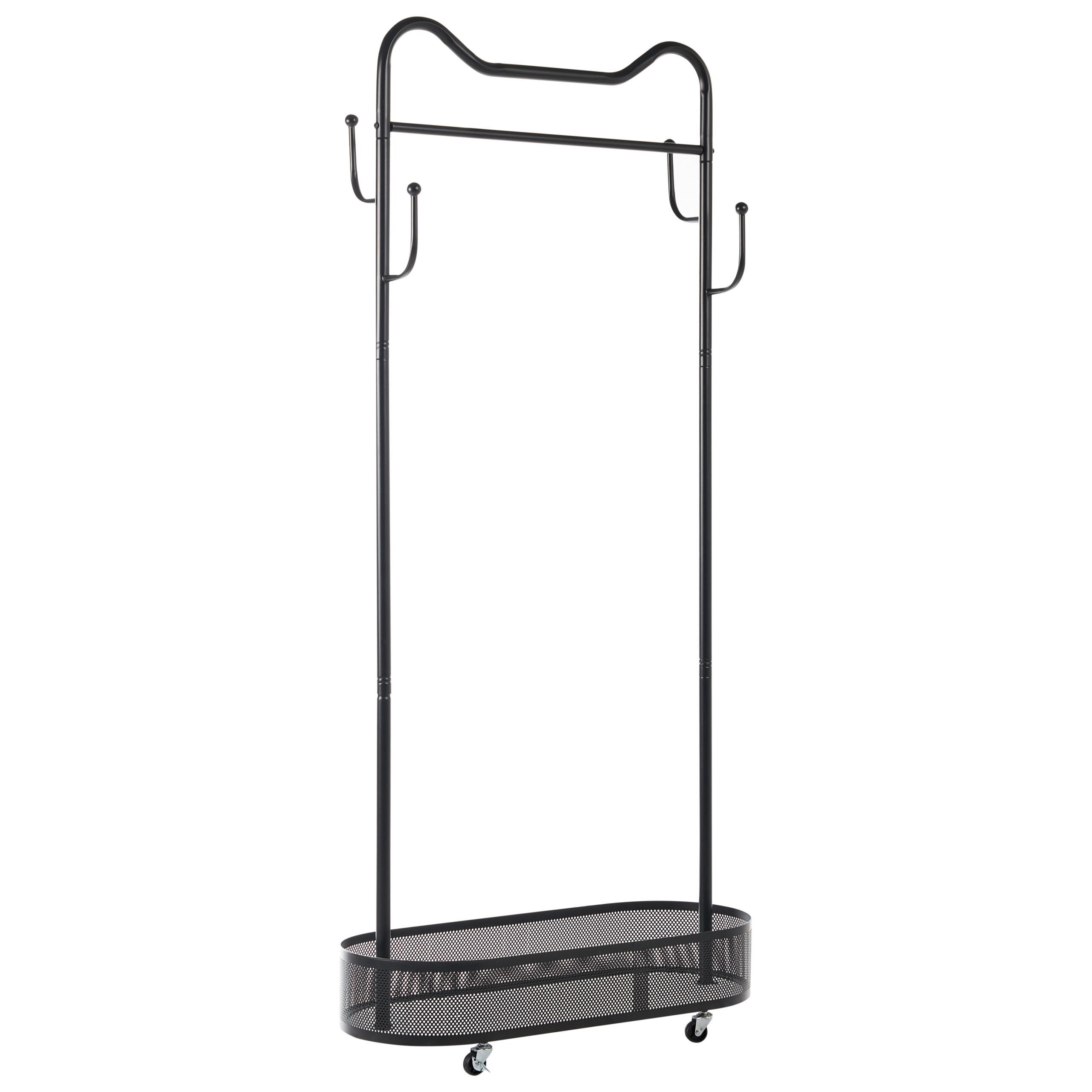 GARDEROBENSTÄNDER mit Ablage mit Rädern Schwarz Roussilion - Schwarz, Metall (80/175/80cm) - Beliani