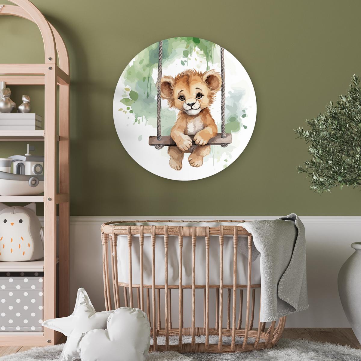 WANDBILD Löwe - Tier - Kinder - Dschungel Wanddeko Schlafzimmer 60x60 cm - Hellbraun, Kunststoff (60/60cm) - MuchoWow
