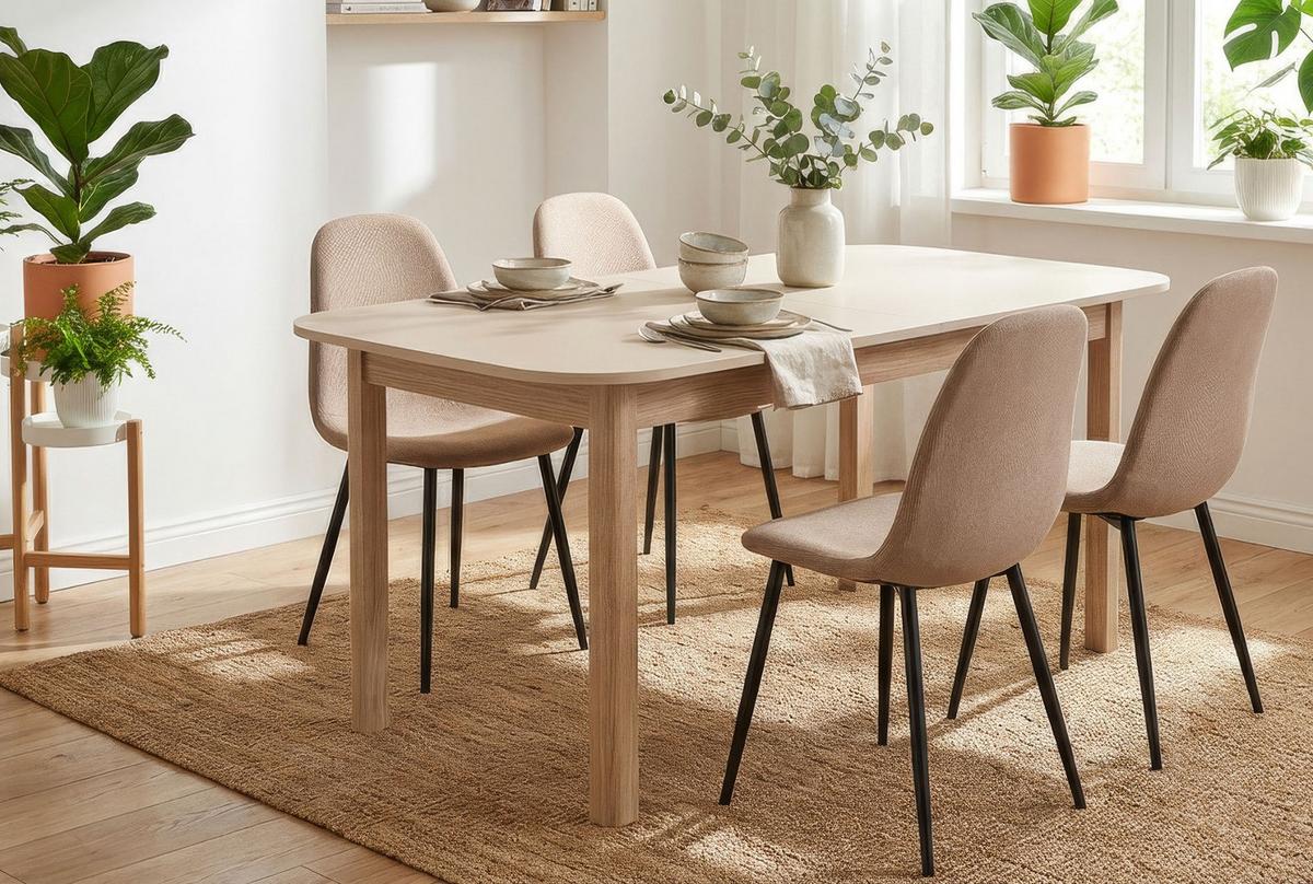 ESSTISCH samt, Riva Eiche 160/200 cm, Küchentisch ausziehbar - Eichefarben/Beige, Holzwerkstoff (90/160/76cm) - Furn.Design