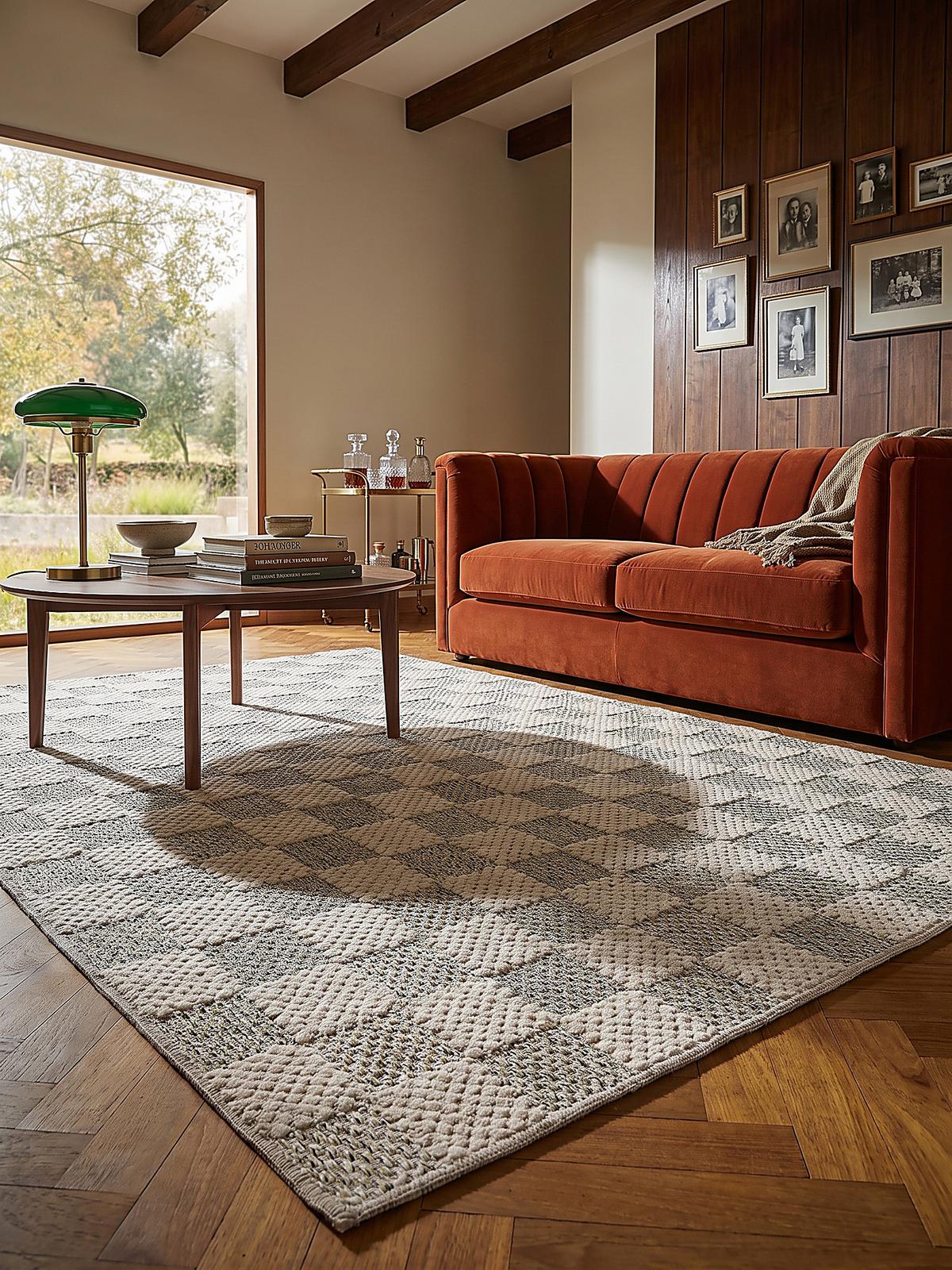 BAUMWOLLTEPPICH waschbar AFTON, Schachbrettmuster, Natur-Grün, 194 x 290 cm - Beige/Grün, Textil (194/290cm) - KADIMA DESIGN