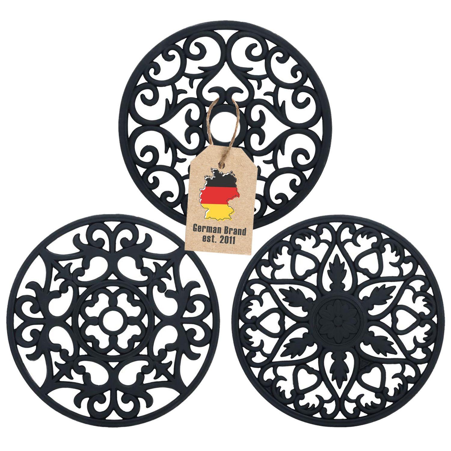UNTERSETZER-SET Antihaft (3-tlg.) - Schwarz, Kunststoff (19.5/19.5cm) - Intirilife