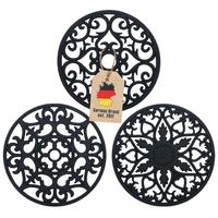 UNTERSETZER-SET Antihaft (3-tlg.) - Schwarz, Kunststoff (19.5/19.5cm) - Intirilife