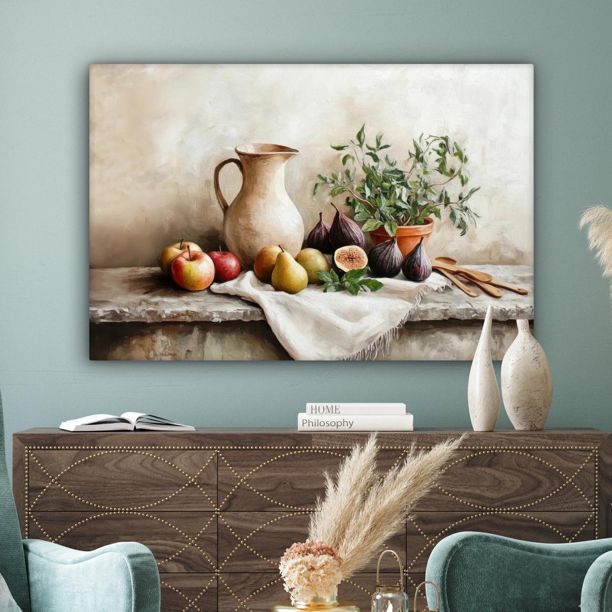 LEINWANDBILD Obst - Kräuter - Ländlich Groß 140x90 cm - Naturfarben, Textil (140/90cm) - MuchoWow