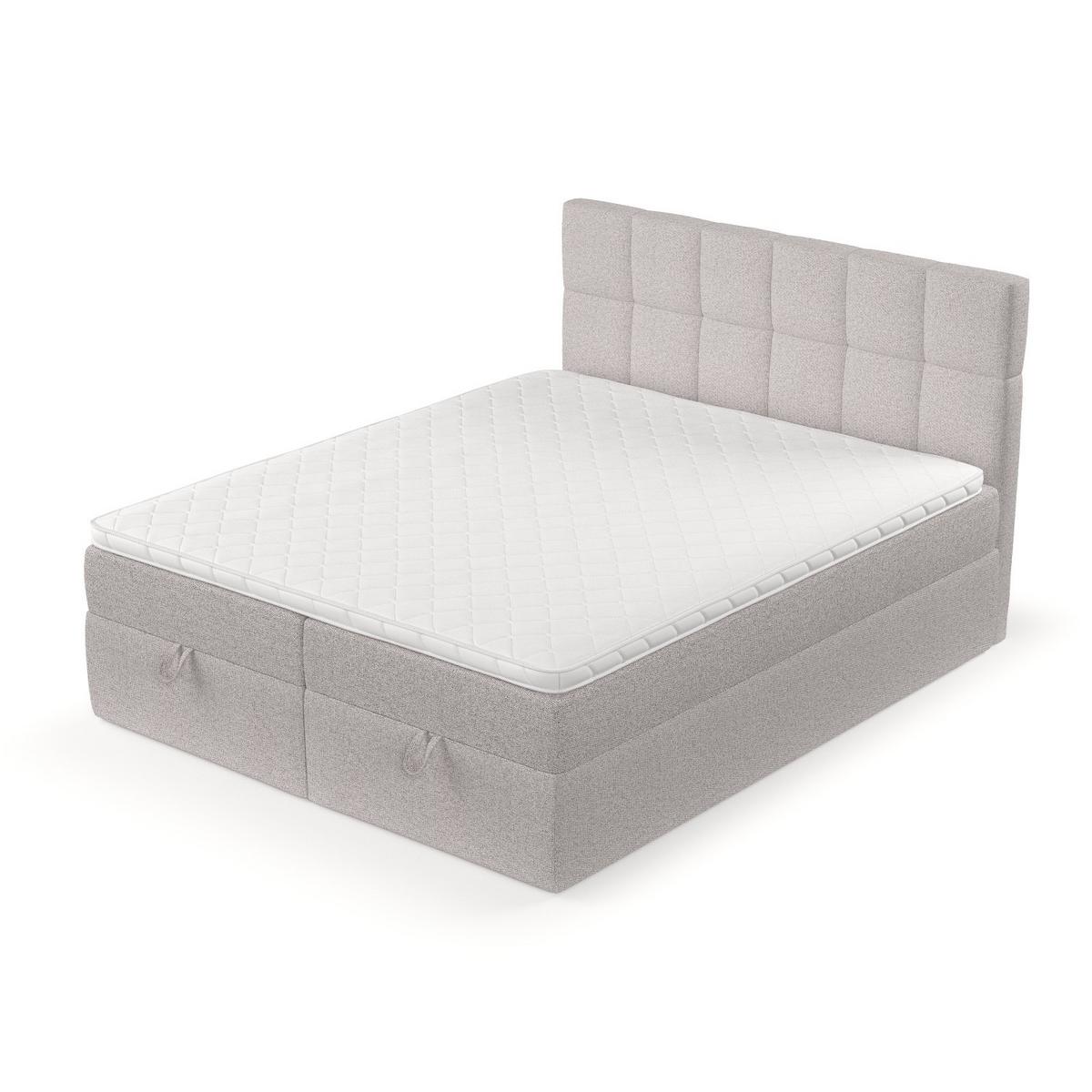 BOXBETT Savio 200/200 cm Beige im Riva Stoff - Beige/Schwarz, Holz/Holzwerkstoff (200/200cm) - AltaBeds