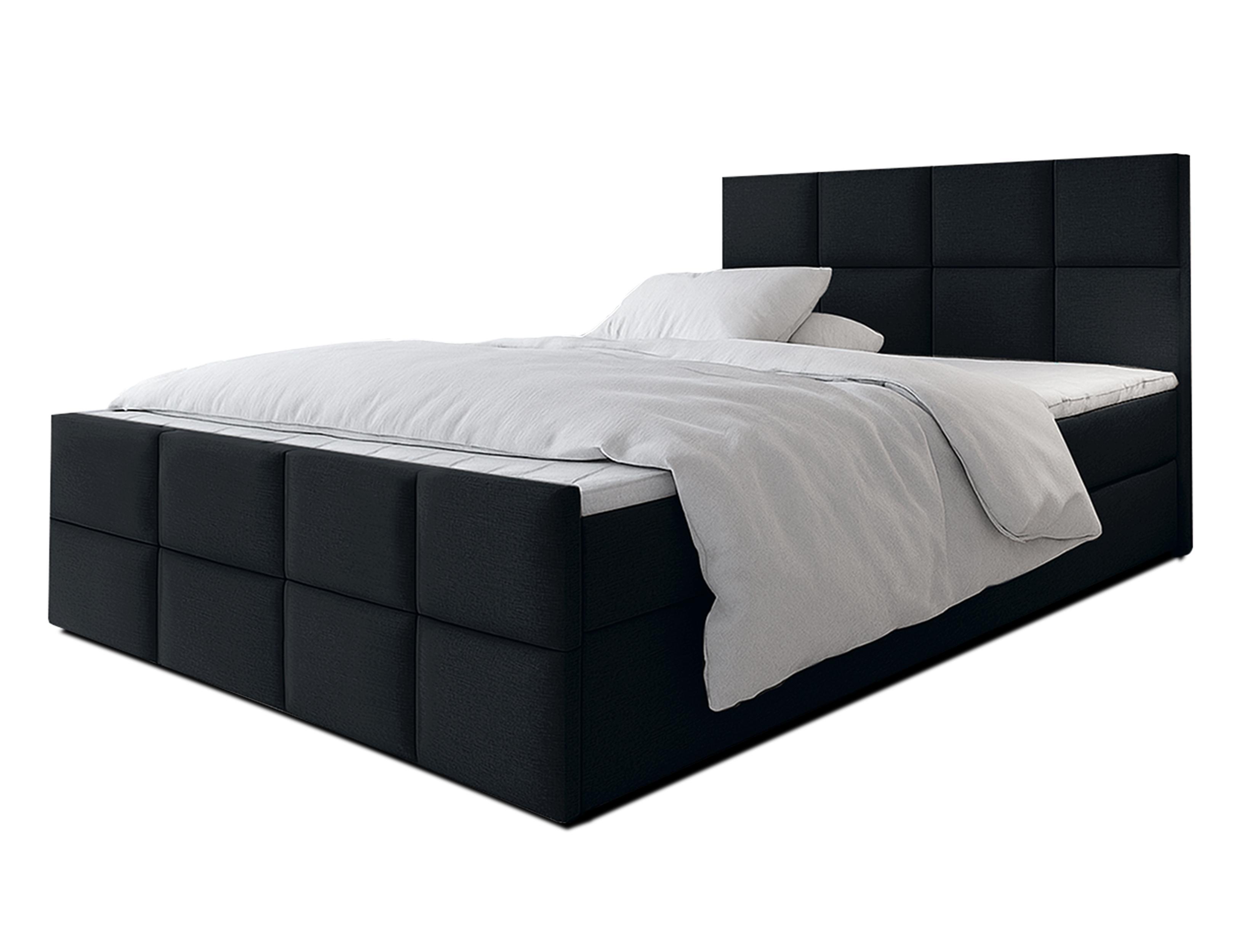 BOXBETT ALEYNA 160x200 cm mit Bettkasten und Matratze - Schwarz + TOPPER - Schwarz, Holz/Holzwerkstoff (160/200cm) - AX Living