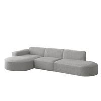 ECKSOFA Ottomane Palma Ascot Bukla - Creme, Holzwerkstoff/Textil (296/165cm) - Fun Möbel