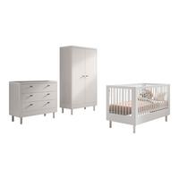 BABYBETT SET 70x140 Keeley Buche Weiß Holz Schrank Komfort Stabil - Weiß, Holz (55/190/100cm) - 58aufmkessel