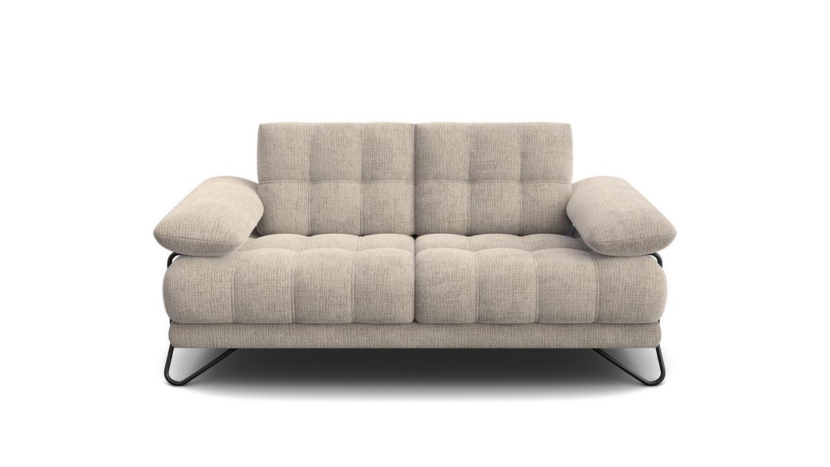 SOFA BUBBARA 2-Sitzer, beige - Beige/Schwarz, Holz/Textil (185/87/96cm) - Wozimo