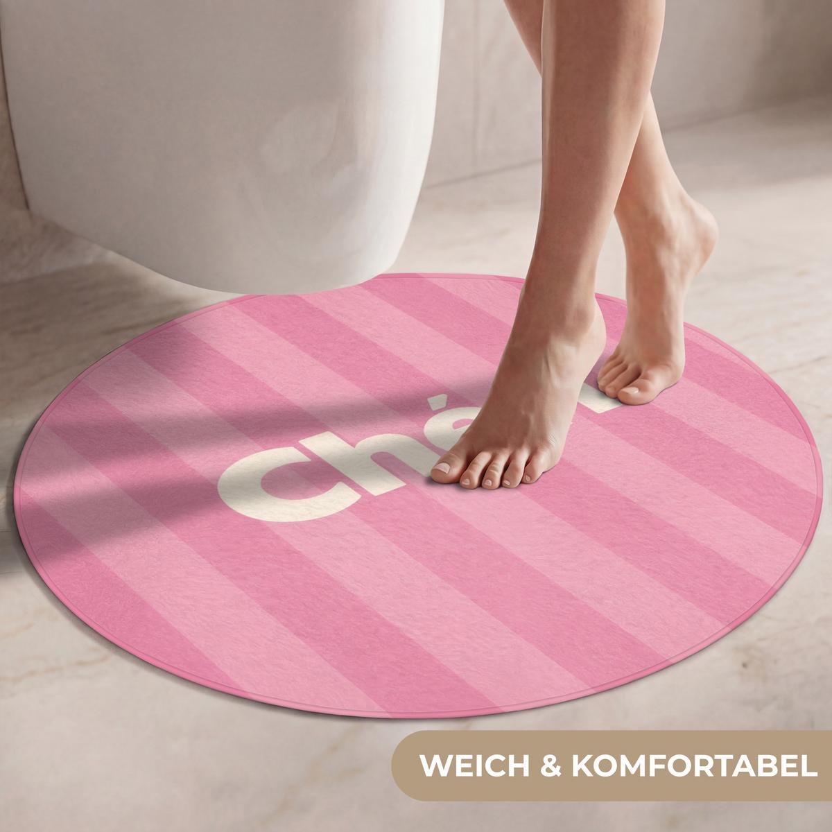 WC-VORLEGER Gestreift - Rosa - Chéri Toilettenteppich 70x70 cm - Pink, Textil (70/1cm) - OnlyWow