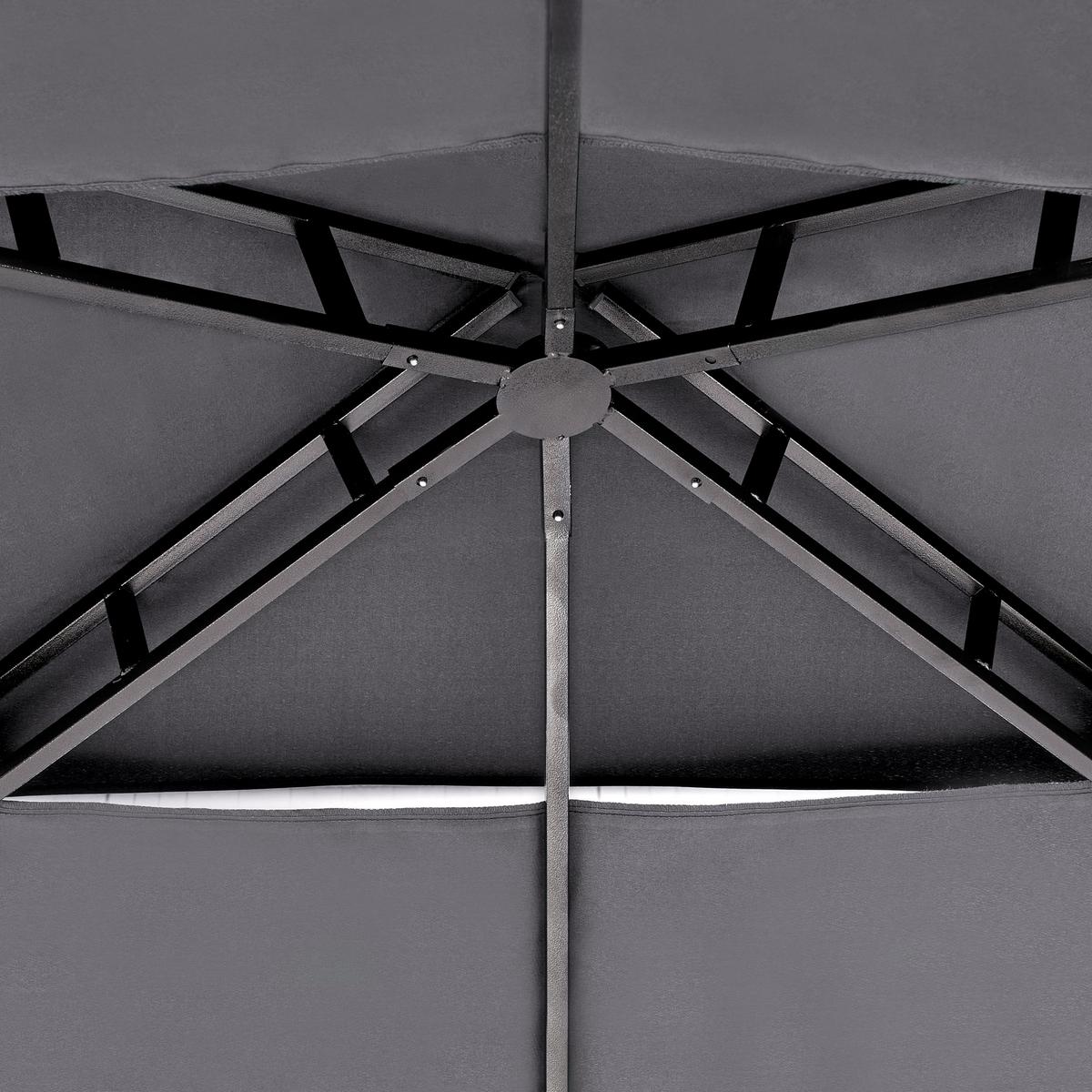 PAVILLON Stahl grau 240/148 cm Naro - Schwarz/Grau, Metall (240/245/148cm) - Beliani