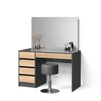 SCHMINKTISCH Imola Anthrazit/Goldkraft Eiche 120 cm mit Hocker - Honigeiche/Anthrazit, Holzwerkstoff (120/75/55cm) - Livinity®