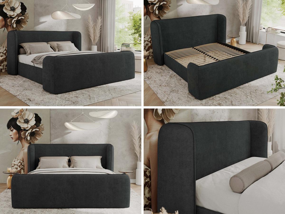 POLSTERBETT EMORA CLASSIC DUO 160/200 - Dunkelgrau Strukture - Multipocket-Matratze - Dunkelgrau, Textil (160/200cm) - MKS