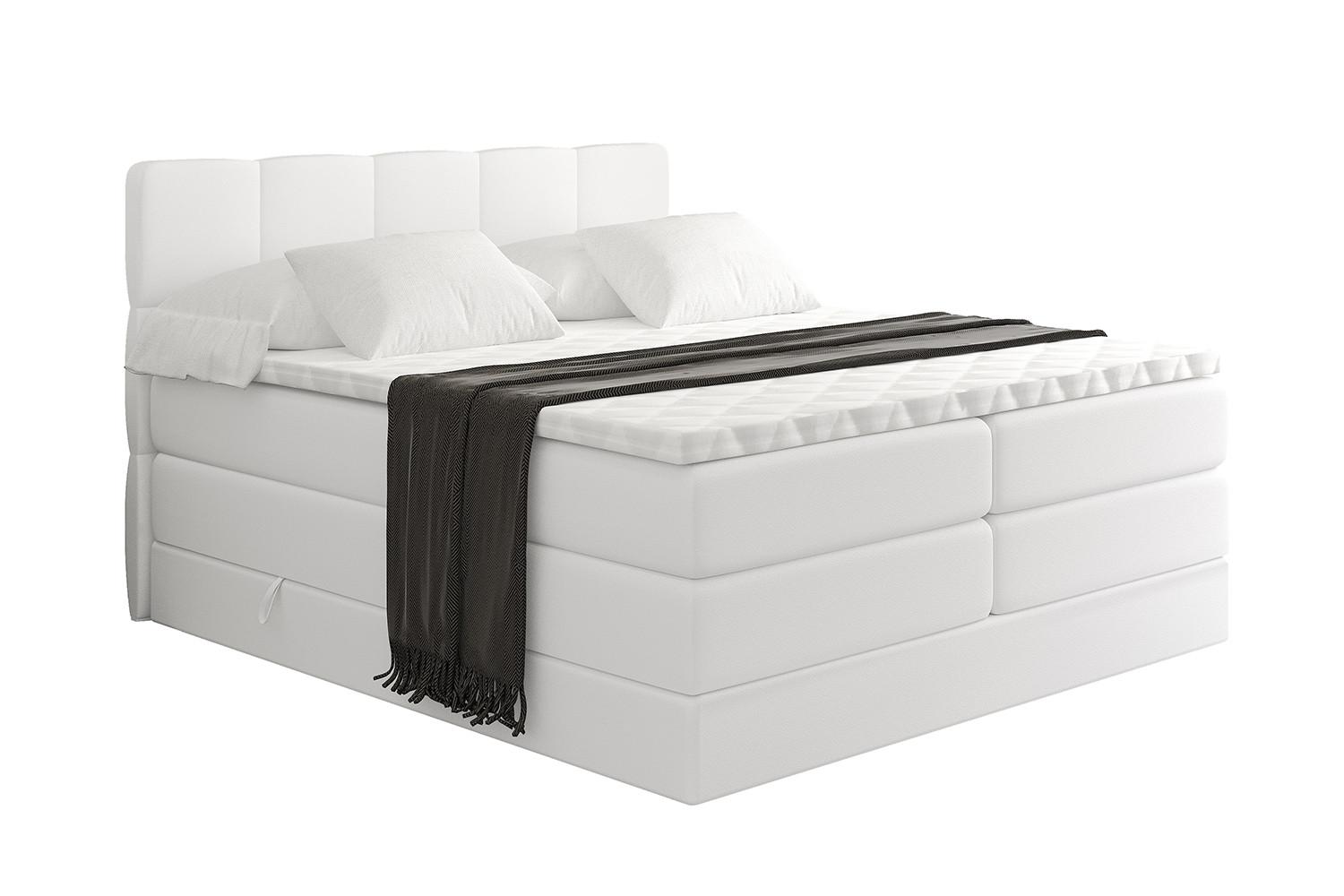 BOXSPRINGBETT mit Matratze H3|H4 und Lattenrost - LIRO KING-160x200 - Weiß - Weiß, Holzwerkstoff (160/200cm) - ALTDECOR