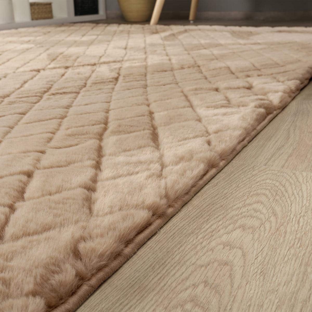 HOCHFLORTEPPICH Rauten Beige 120 x 160 cm - Beige, Kunststoff (120/160cm) - TT Home