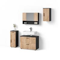 BADMÖBEL-SET Ronco Goldkraft Eiche/Anthrazit 4 Teile - Honigeiche/Anthrazit, Holzwerkstoff (41/80/58cm) - Livinity®