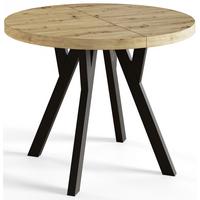 RUNDER Esstisch ausziehbar – Moderner Wohnzimmertisch und Küchentisch – Tisch mit Stabile Konstruktion, Durchmesser 100 cm - 200 cm - Farbe Artisan - Hellbraun/Schwarz, Holzwerkstoff (100/100/77cm) - Alpi-Möbel