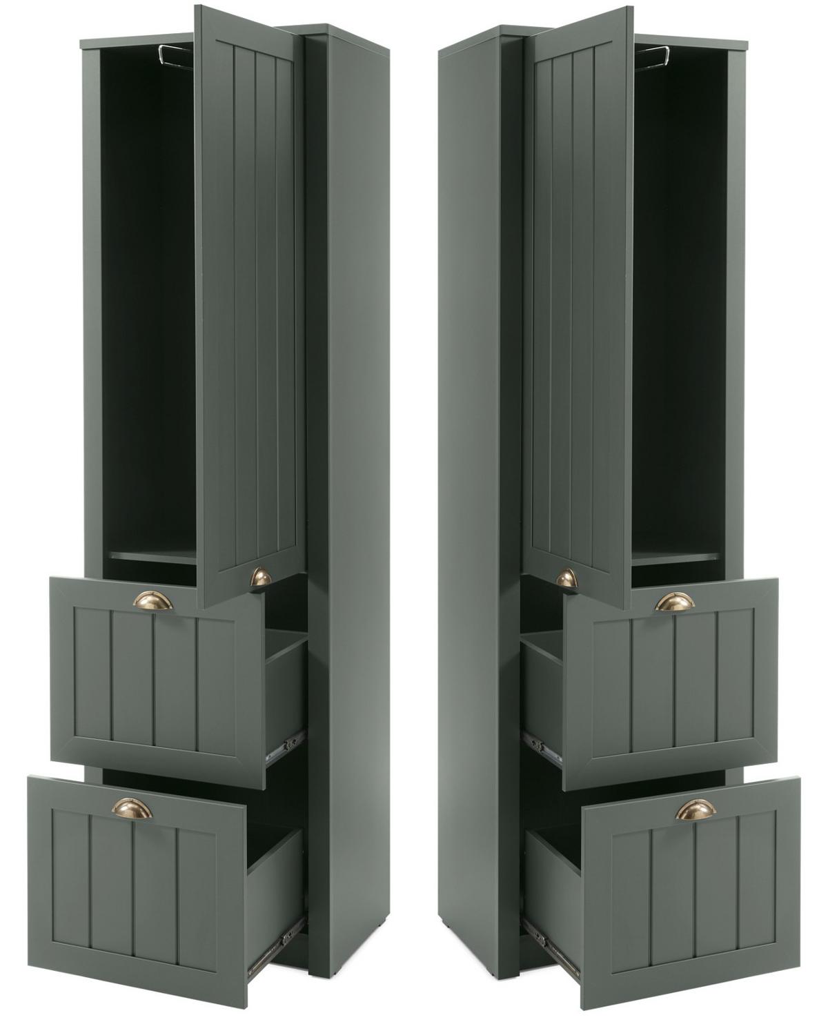 GARDEROBENSCHRANK grün, Landhausstil, Garderobe 60 x 204 cm - Dunkelgrün/Goldfarben, Holzwerkstoff/Kunststoff (60/204/42cm) - Furn.Design