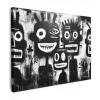 LEINWANDBILD Malerei - Figuren - Schwarz - Abstrakt Wandbild 40x30 cm - Schwarz, Textil (40/30cm) - MuchoWow