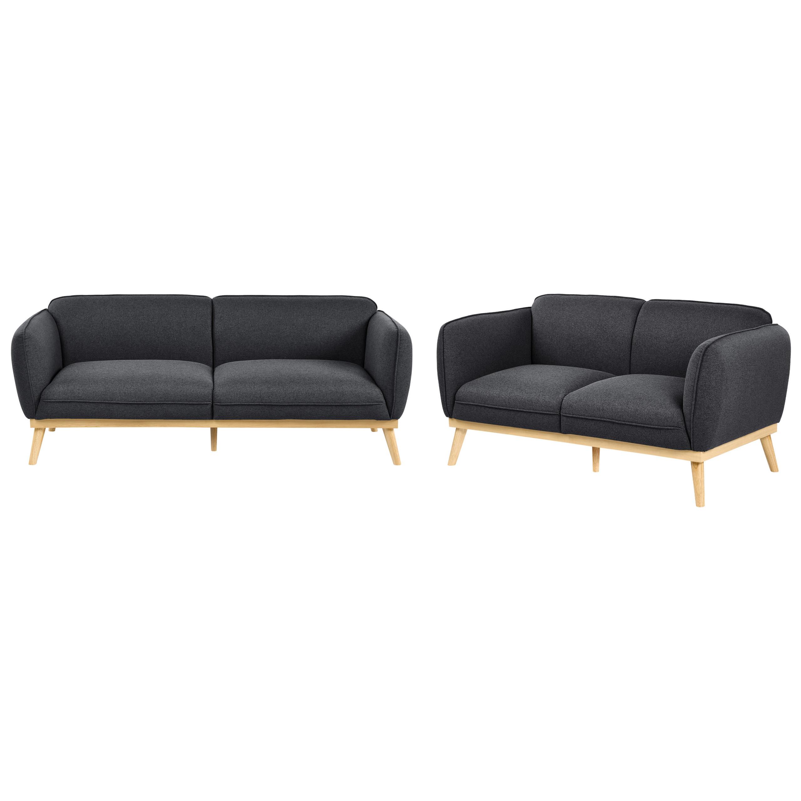 SOFA-SET 5-Sitzer Stoff Schwarz Ljung - Hellbraun/Schwarz, Textil (210/82/82cm) - Beliani