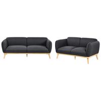SOFA-SET 5-Sitzer Stoff Schwarz Ljung - Hellbraun/Schwarz, Textil (210/82/82cm) - Beliani