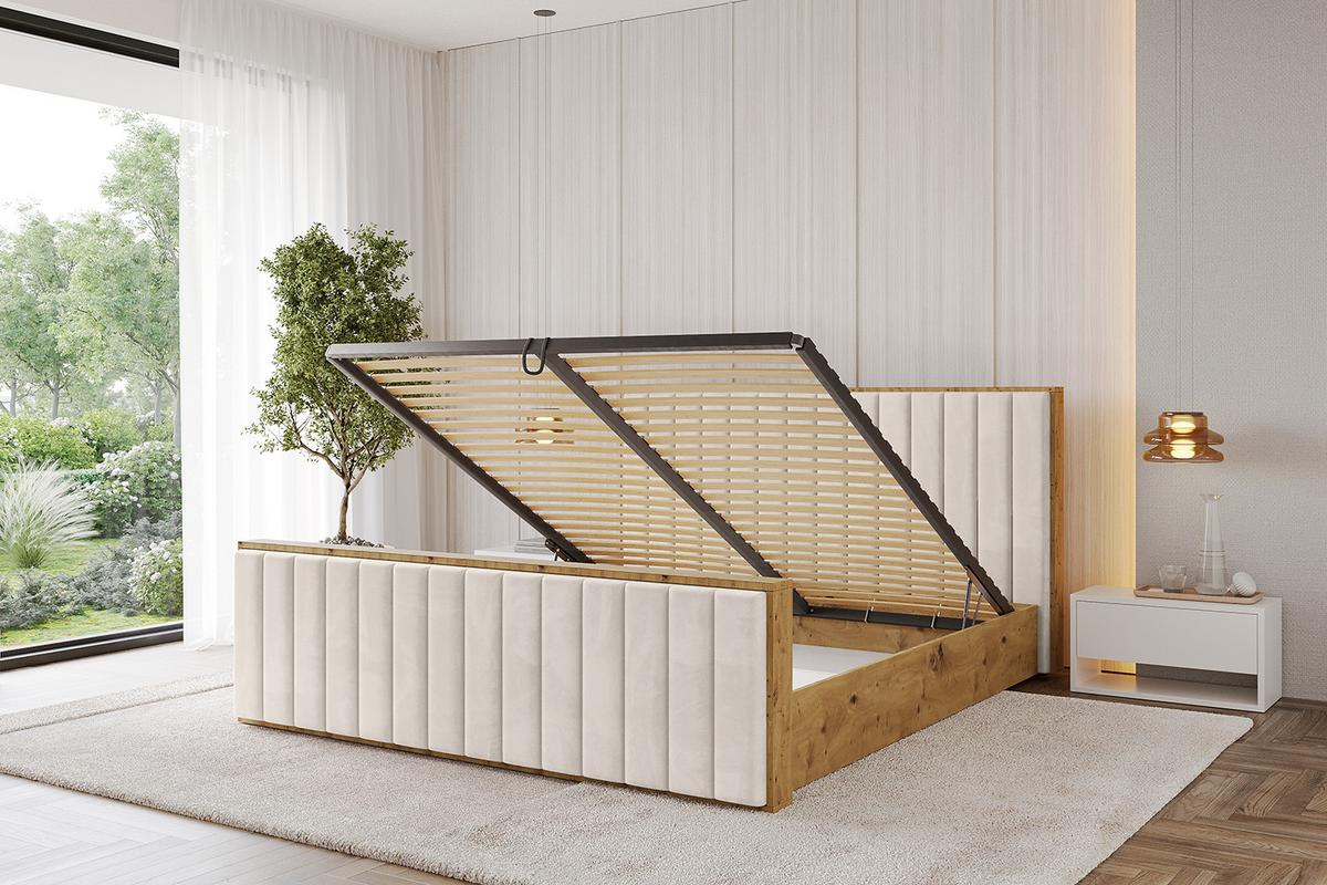 POLSTERBETT mit Bettkasten, Fußteil und Lattenrost, Boxbett mit Matratze H3/H4 - ENZO4-Z 180x200 Beige - Beige, Holzwerkstoff/Textil (180/200cm) - ALTDECOR