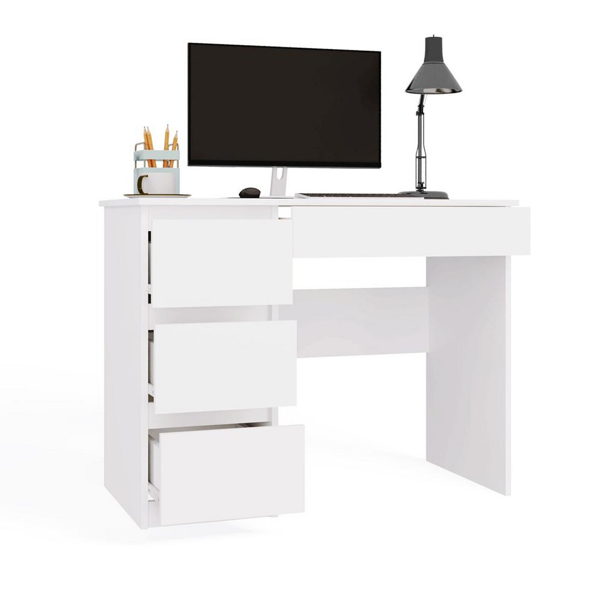 SCHREIBTISCH Weiß 98/76/51 - Weiß, Holzwerkstoff (90/50/76cm) - RAUMHIRSCH FURNITURE