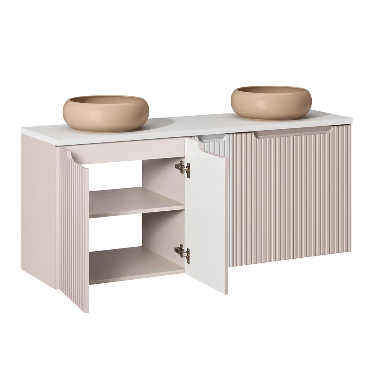DOPPELWASCHTISCH 140cm Riva Kaschmir - Beige, Holzwerkstoff (140/57/40cm) - Petits-meubles