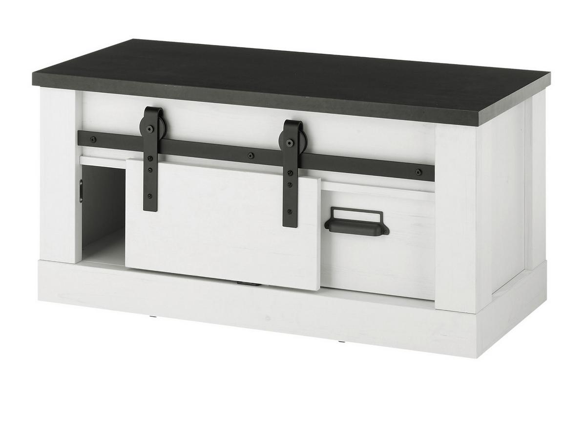 GARDEROBENBANK weiß Pinie, anthrazit Landhaus, Flur Sitzbank 93 x 46 cm - Anthrazit/Weiß, Holzwerkstoff/Metall (93/46/43cm) - Furn.Design