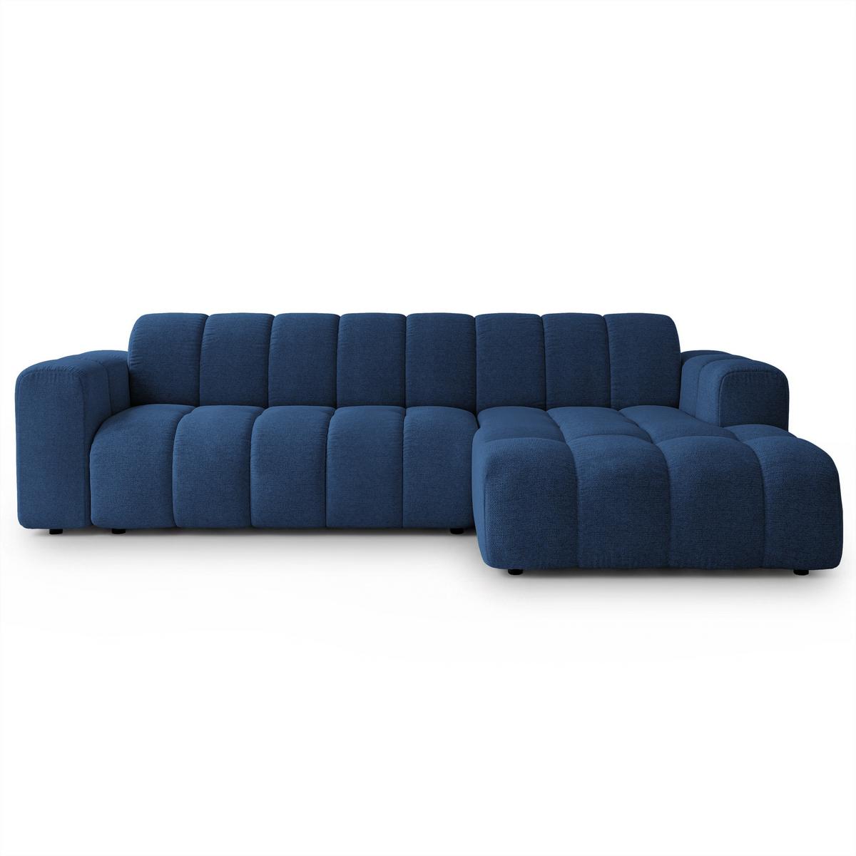 ECKSOFA SETIA Blau Strukturstoff mit Schlaffunktion - Blau, Holz (304/165cm) - MASSENO