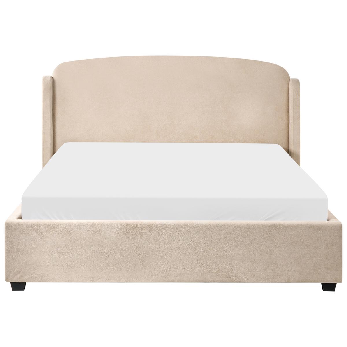 BETT mit Stauraum 160/200 cm Stoff Taupe Bernay - Taupe, Textil (160/200cm) - Beliani