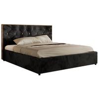 POLSTERBETT LARINO CLASSIC 140/200 - Schwarz Plüsch - Multipocket-Matratze - Schwarz, Textil (140/200cm) - MKS