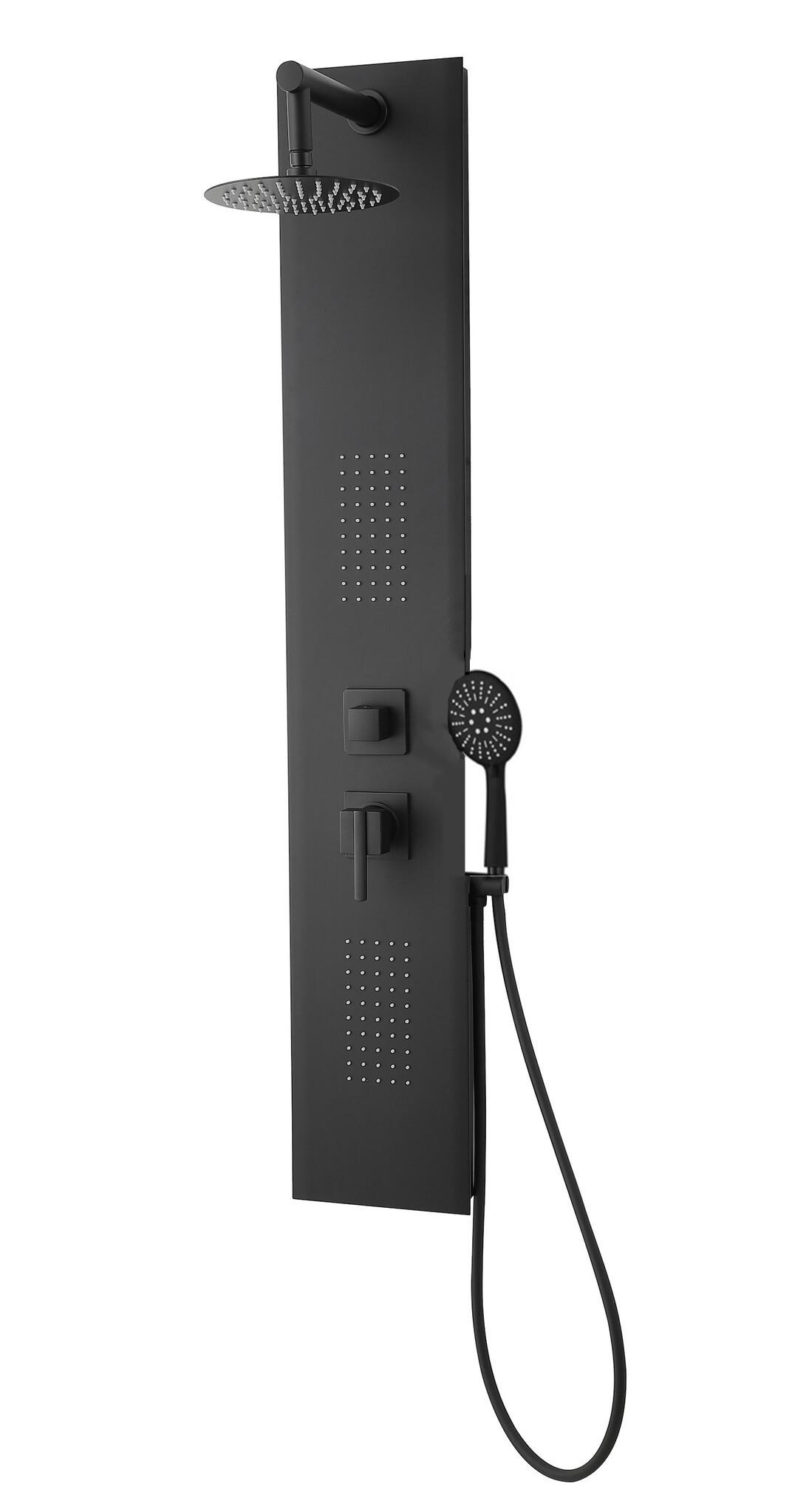 DUSCHPANEEL Milaan Schwarz Kunststoff - 20 x 130 cm - Schwarz, Kunststoff (20/130/7cm) - Badplaats