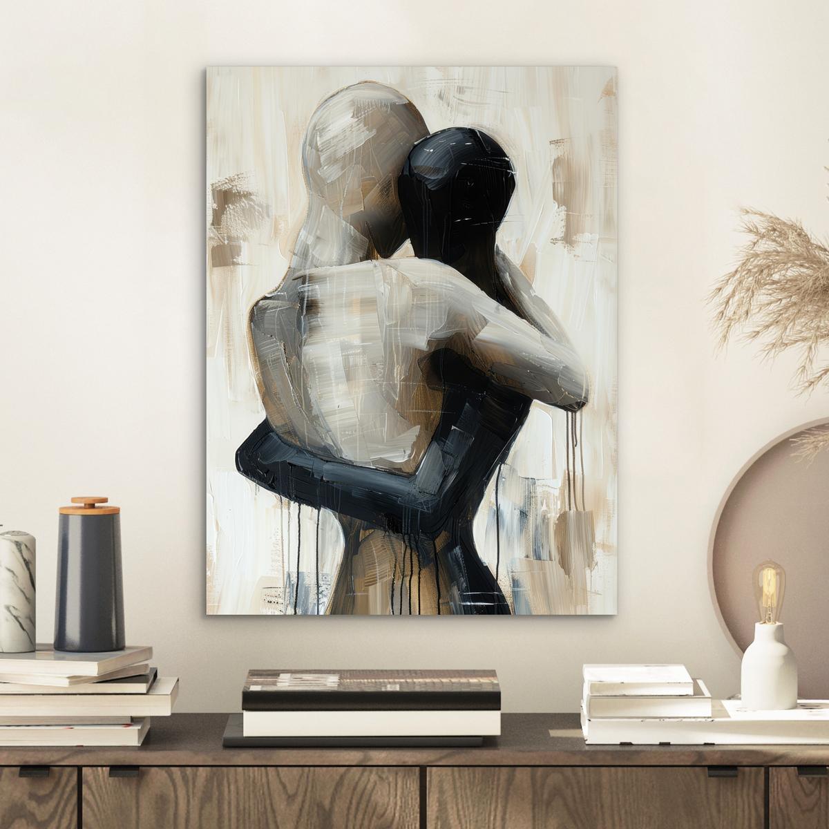 METALLBILD Abstrakt - Liebe - Schwarz und weiß - Modern 30x40 cm - Schwarz, Metall (30/40cm) - MuchoWow