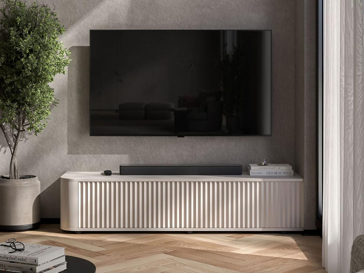 TV-LOWBOARD Aurora Kaschmir matt 140 cm mit niedrigen Füßen - Kaschmir, Holzwerkstoff (140/31/35cm) - Meble Lindner