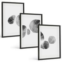 BILDER SET 3er Set - 40x60 cm Schwarzer Rahmen - Abstrakte Kunst, Farbspritzer - Schwarz, Kunststoff (40/60cm) - TULUP